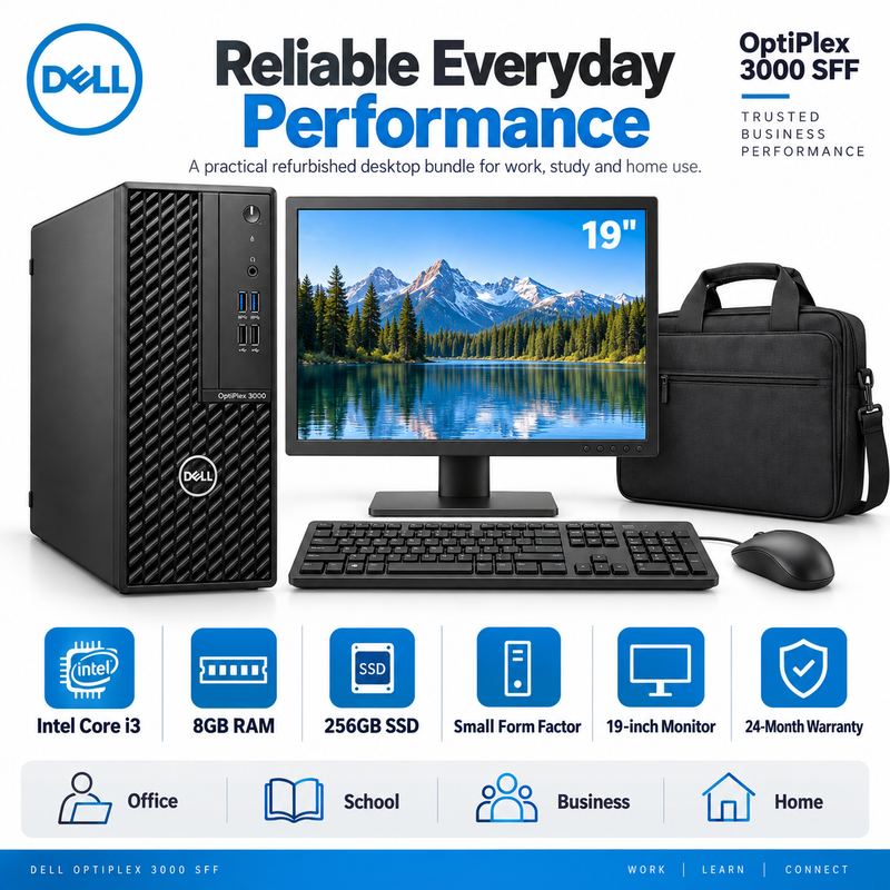 Dell OptiPlex 3000 SFF i3 Desktop Bundle + 19” Monitor