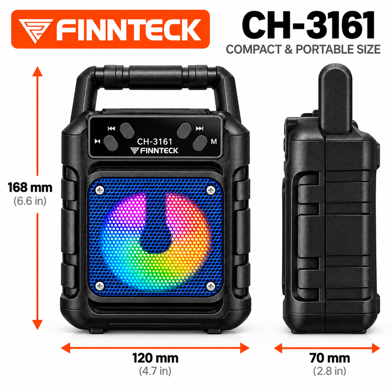 Finnteck CH-3161 10W Portable Bluetooth Speaker with LED Lights
