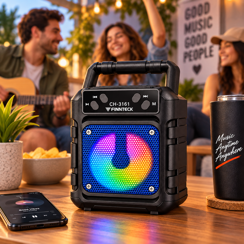Finnteck CH-3161 10W Portable Bluetooth Speaker with LED Lights