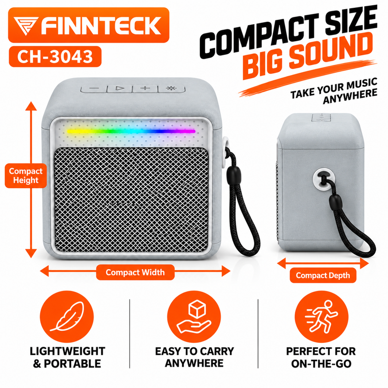 Finnteck CH-3043 8W Portable Bluetooth Speaker with LED Lights