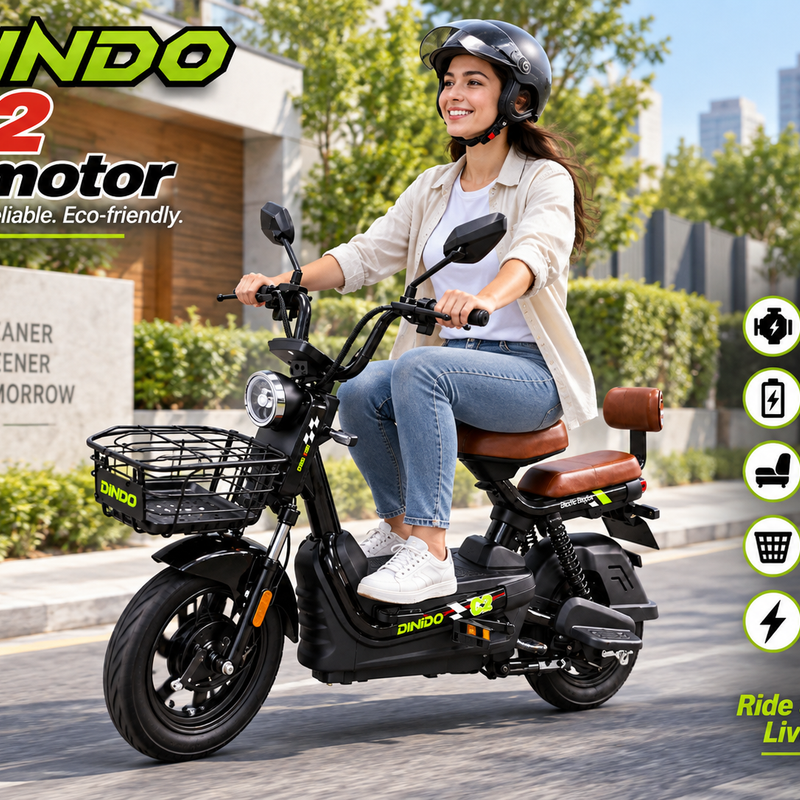 Dindo C2 E-Motor Electric Bike with Dual Seat & Front Basket – Black