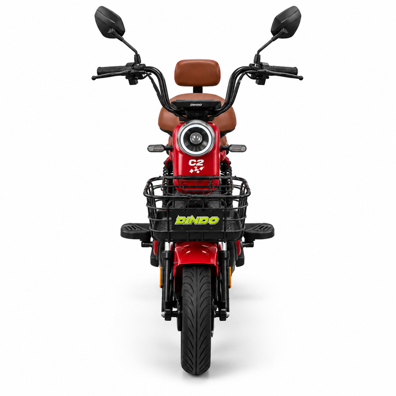 Dindo C2 Electric Bike with Dual Seat & Front Basket – Red