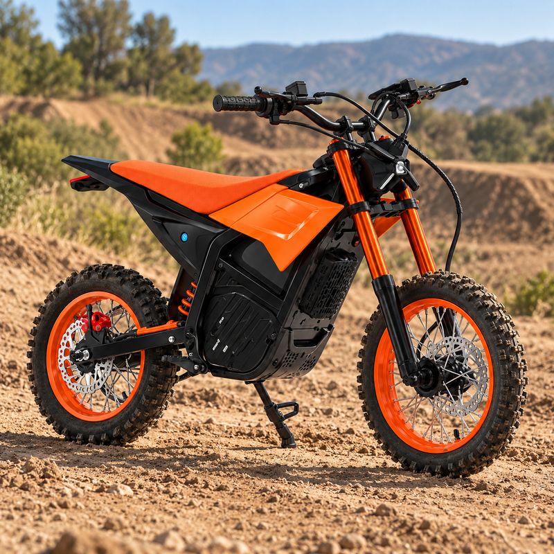 F2 Electric Dirt Bike – 12” Rear / 14” Front Wheel – Orange