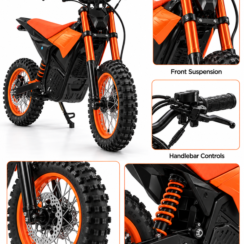 F3 Electric Dirt Bike – 14” Rear / 17” Front Wheel – Orange