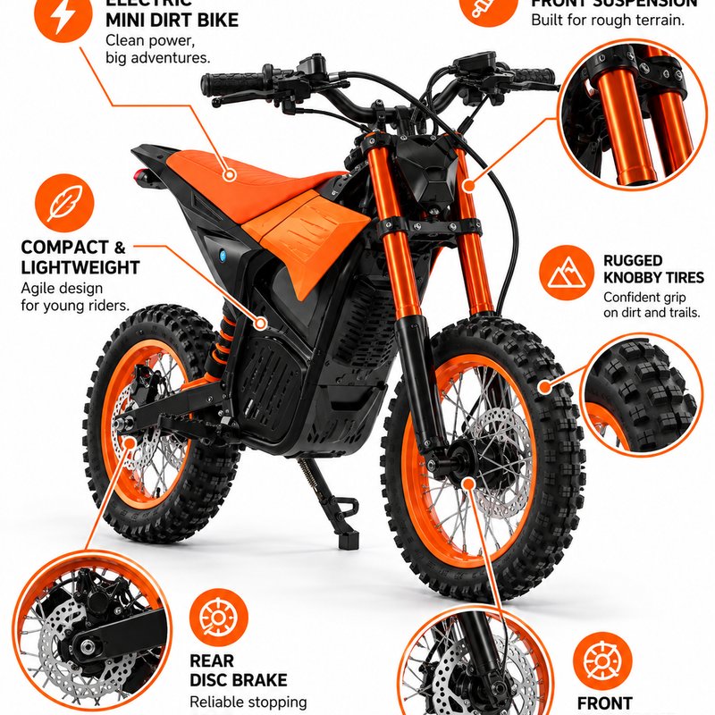 F3 Electric Dirt Bike – 14” Rear / 17” Front Wheel – Orange