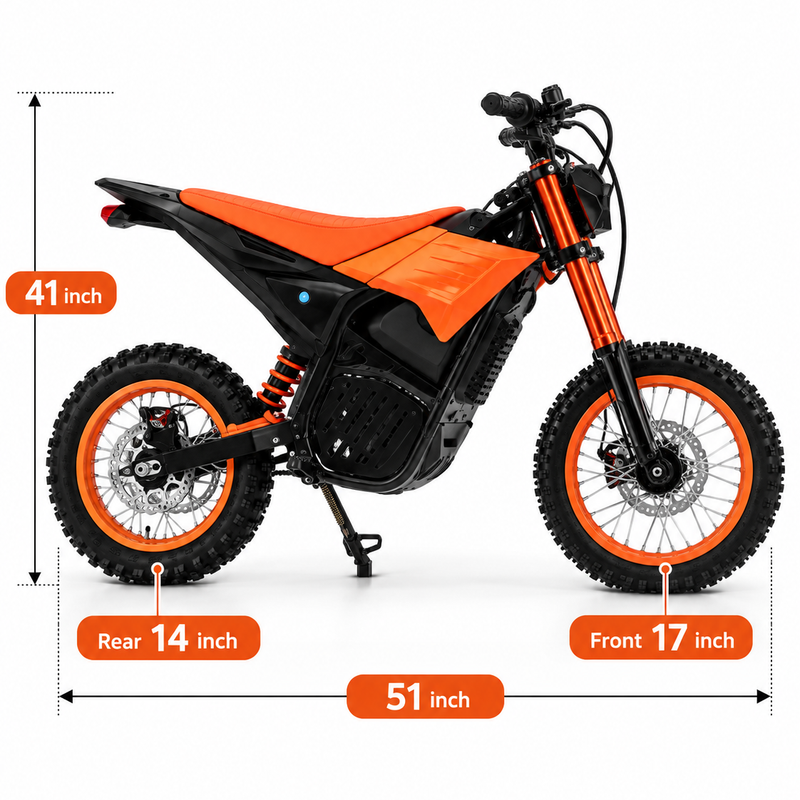 F3 Electric Dirt Bike – 14” Rear / 17” Front Wheel – Orange