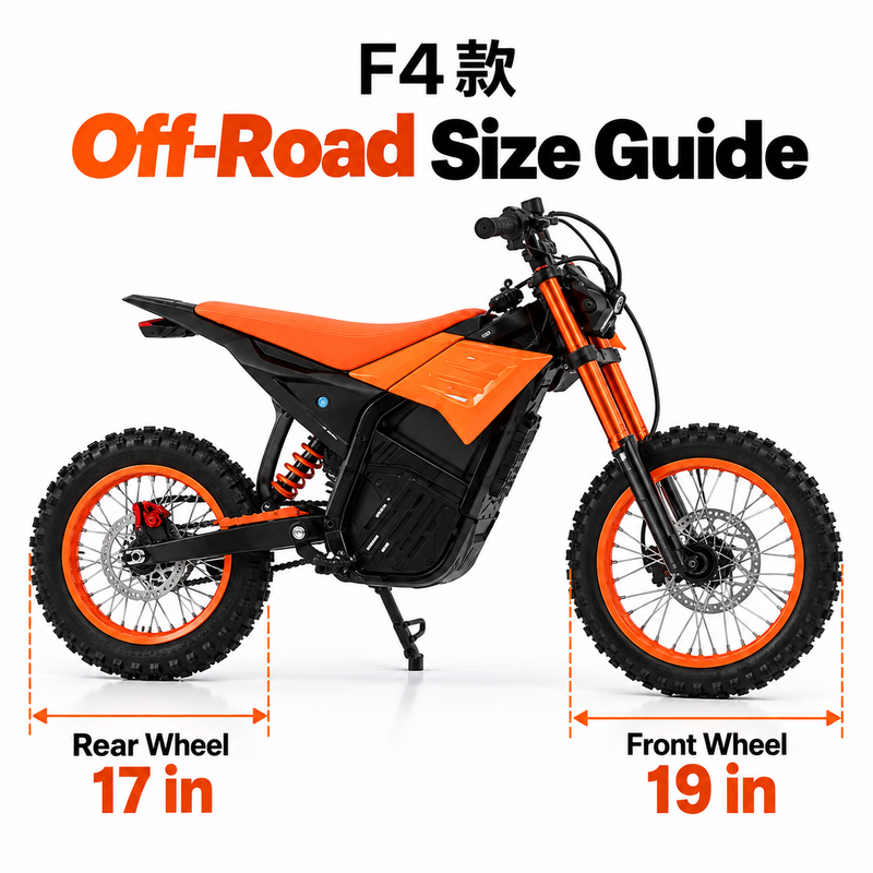 F4 Electric Dirt Bike – 17” Rear / 19” Front Wheel – Orange