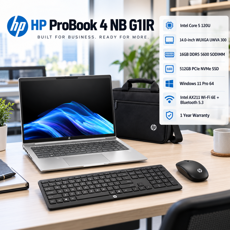 HP ProBook 4 G1iR Core 5 120U 16GB 512GB SSD 14” WUXGA Laptop