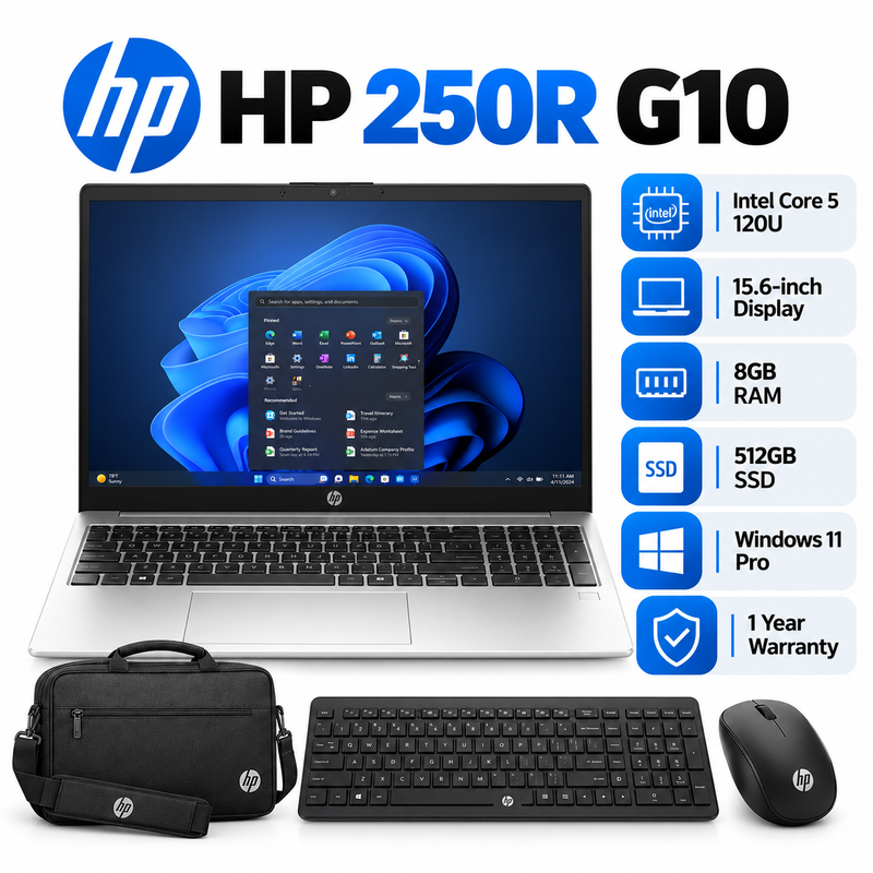HP 250R G10 Core 5 120U 8GB 512GB SSD 15.6” Laptop