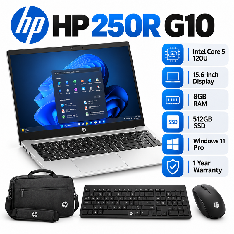 HP 250R G10 Core 5 120U 8GB 512GB SSD 15.6” Laptop