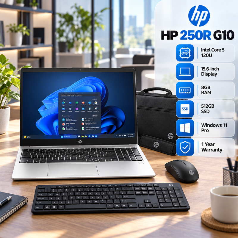 HP 250R G10 Core 5 120U 8GB 512GB SSD 15.6” Laptop
