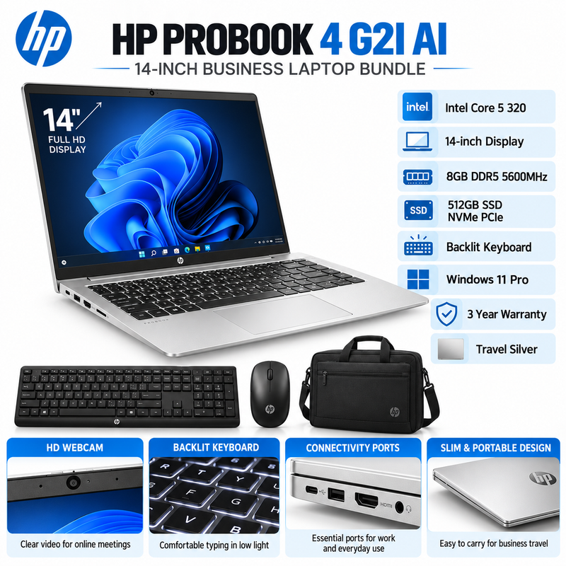 HP ProBook 4 G2i AI Core 5 320 8GB 512GB SSD 14” Laptop