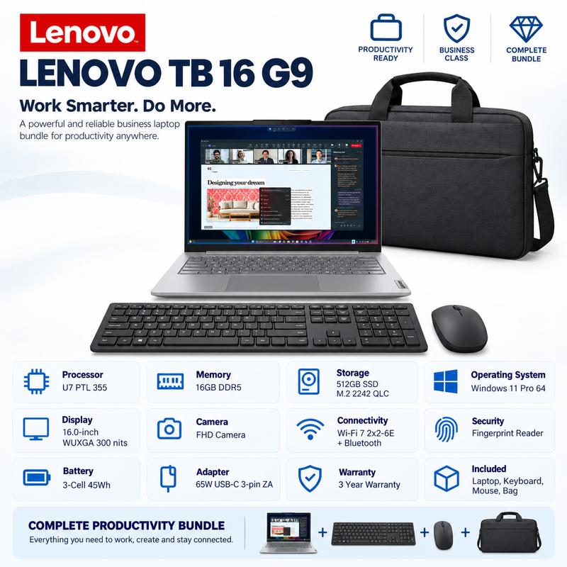 Lenovo ThinkBook 16 G9 Core Ultra 7 355 16GB 512GB SSD 16” WUXGA Laptop