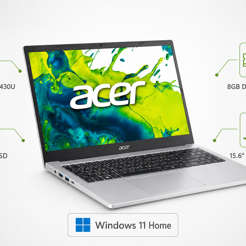 Acer Lite 15 Laptop – Ryzen 5 7430U, 8GB RAM, 512GB SSD, 15.6