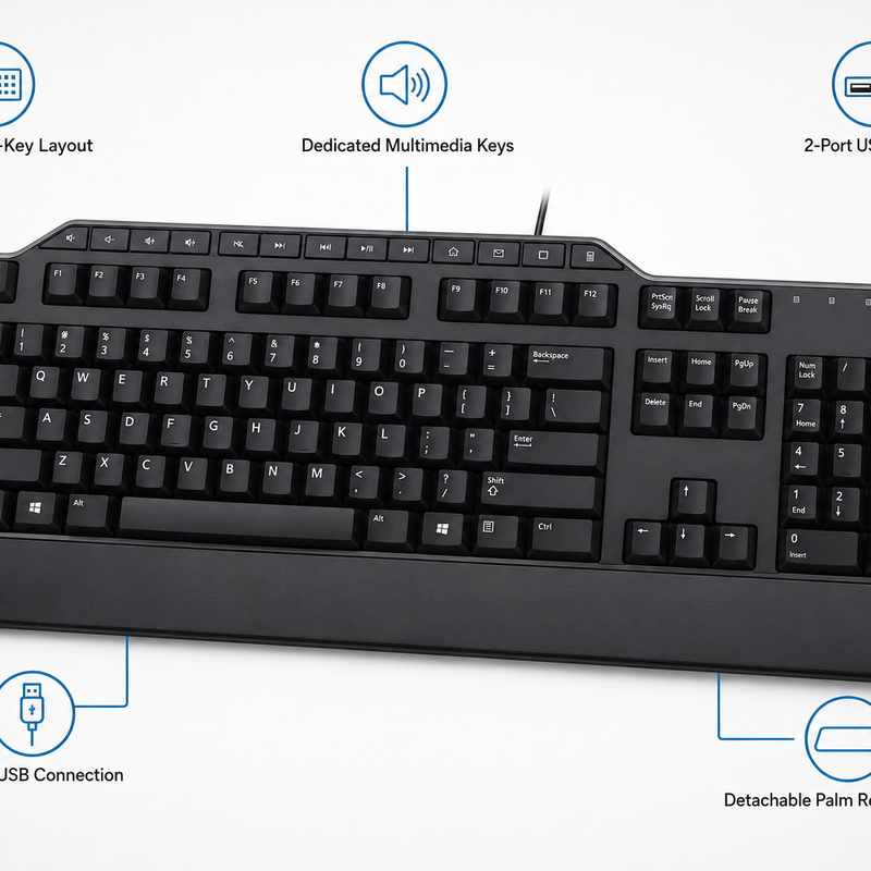 Dell KB522 Wired Business Multimedia Keyboard – US International QWERTY – Black