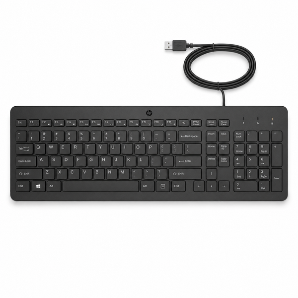 HP 150 Wired Full-Size USB Keyboard – Black