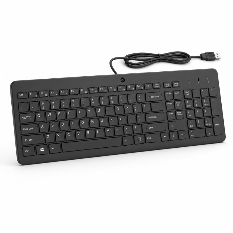 HP 150 Wired Full-Size USB Keyboard – Black