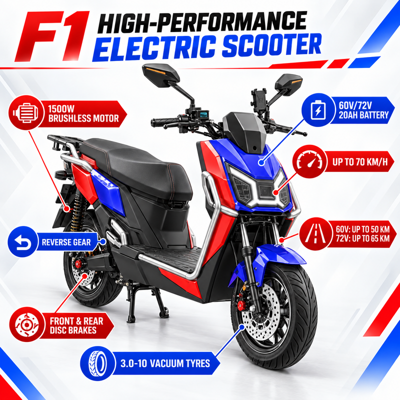 F1 High-Performance Electric Scooter – 1500W Motor, 60V/72V Battery