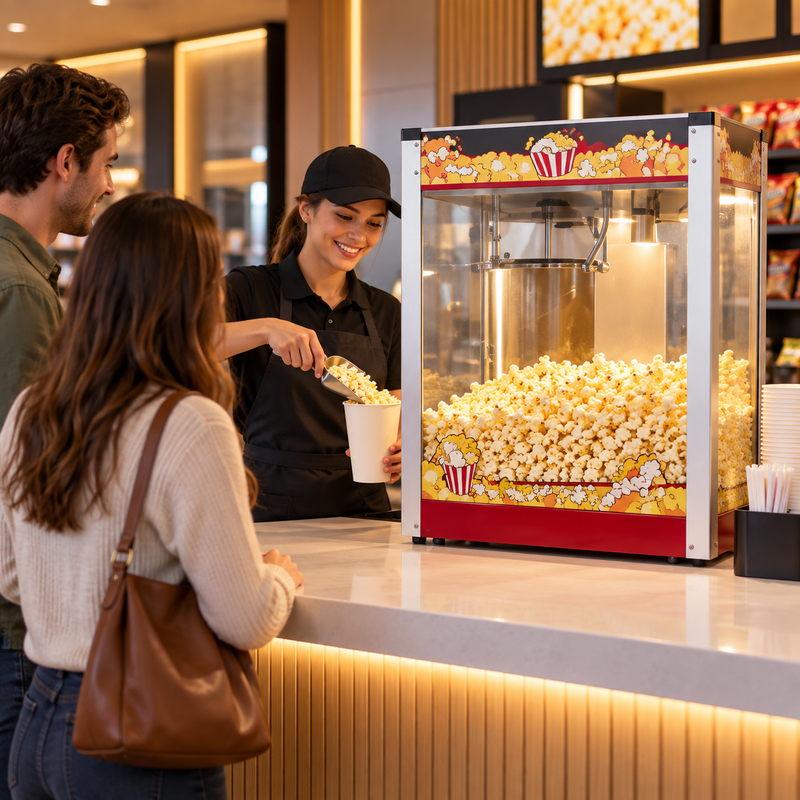 IP-6A Commercial Popcorn Machine with Transparent Display Cabinet