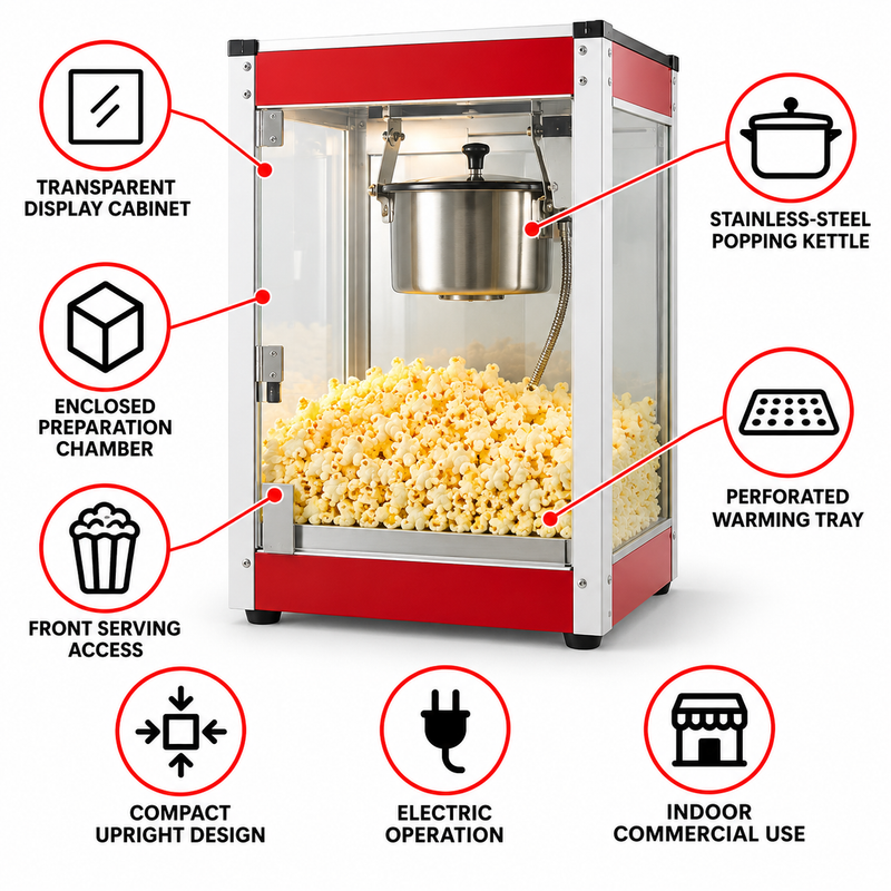IP-6A Commercial Popcorn Machine with Transparent Display Cabinet