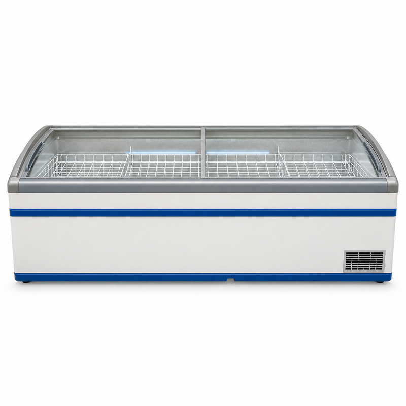 2.1m Curved-Glass Island Ice Cream Display Freezer