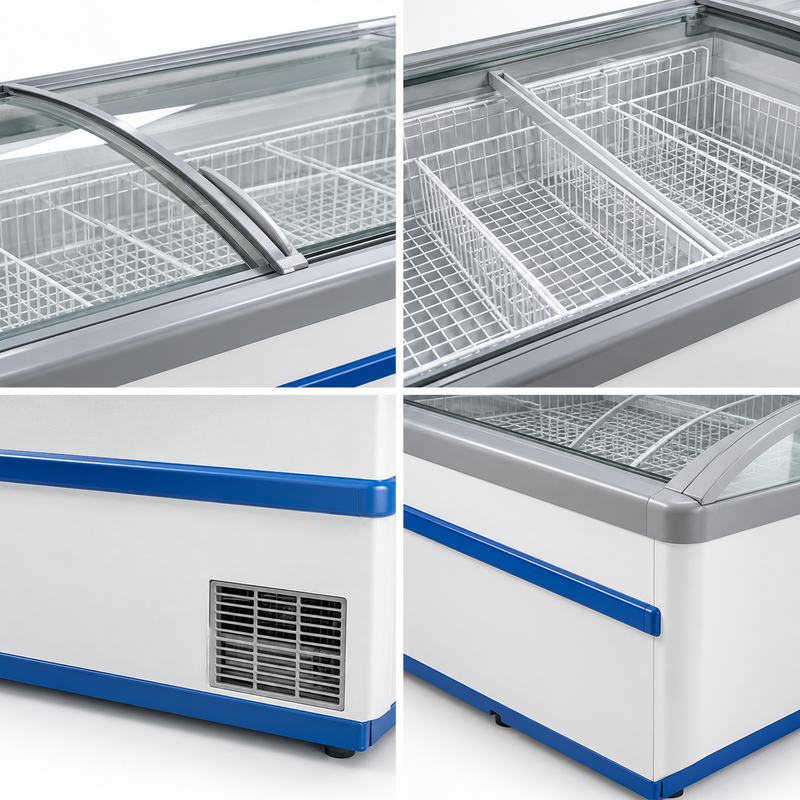 2.1m Curved-Glass Island Ice Cream Display Freezer