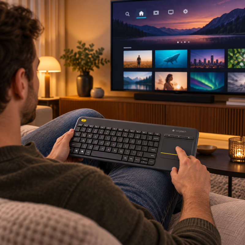 Logitech K400 Plus Wireless Touch Keyboard with Built-In Touchpad and USB Unifying Receiver