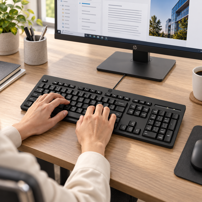 HP 125 G2 USB Wired Full-Size Business Keyboard – European Layout