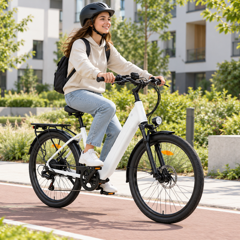 P5 Electric City Bicycle – 7-Speed Step-Through Frame