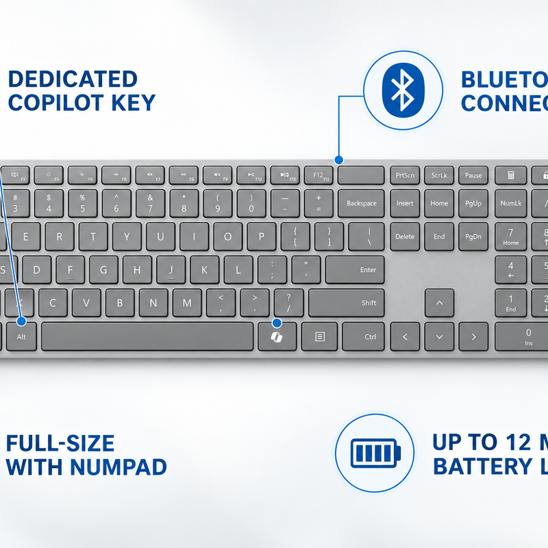Microsoft Surface Keyboard (2nd Edition) – Bluetooth, Copilot Key