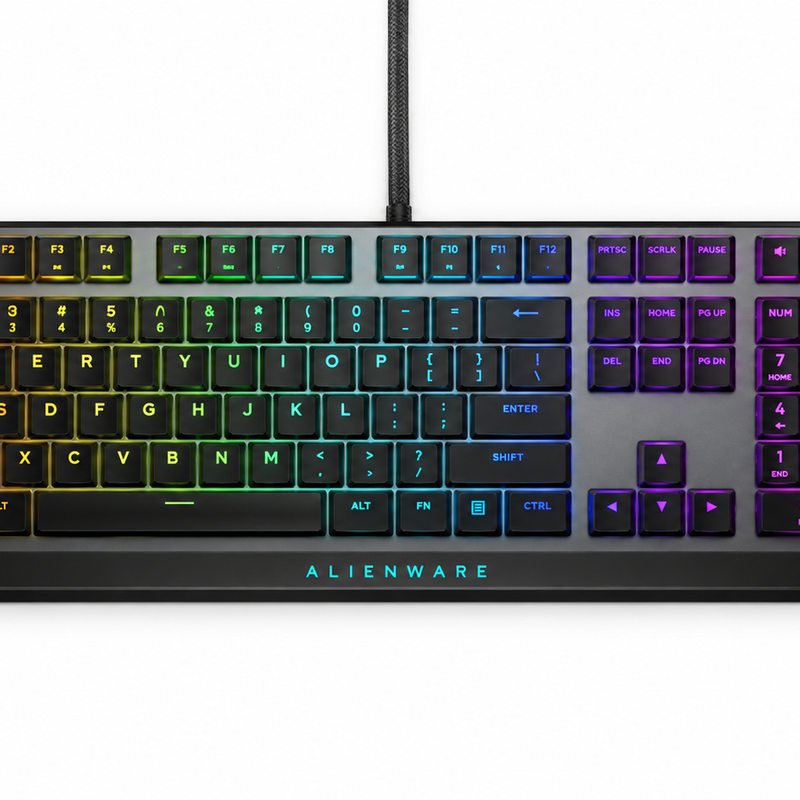 Dell Alienware AW510K Low-Profile RGB Mechanical Gaming Keyboard – Cherry MX Red, US International QWERTY – Dark Side of the Moon