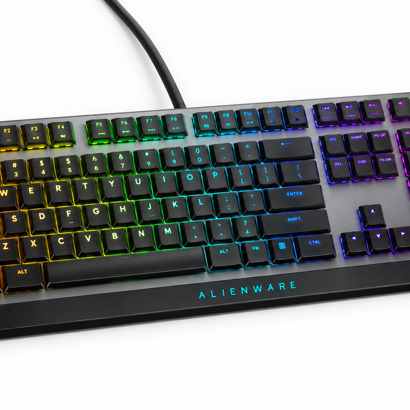 Dell Alienware AW510K Low-Profile RGB Mechanical Gaming Keyboard – Cherry MX Red, US International QWERTY – Dark Side of the Moon