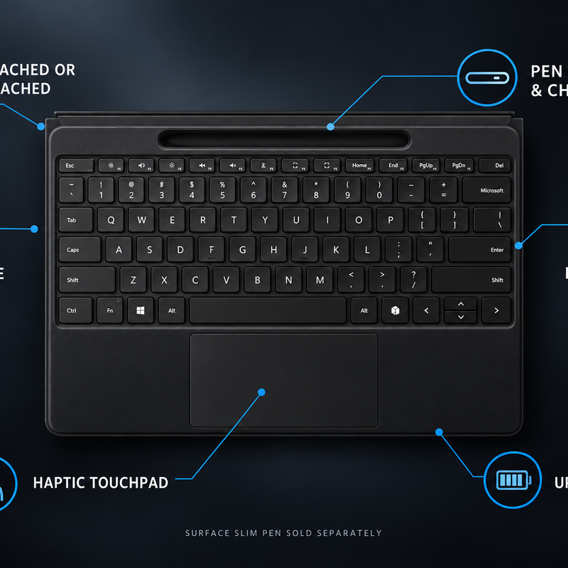Microsoft Surface Pro 13-inch Flex Keyboard – Wireless Detachable Keyboard with Haptic Touchpad – No Pen Included