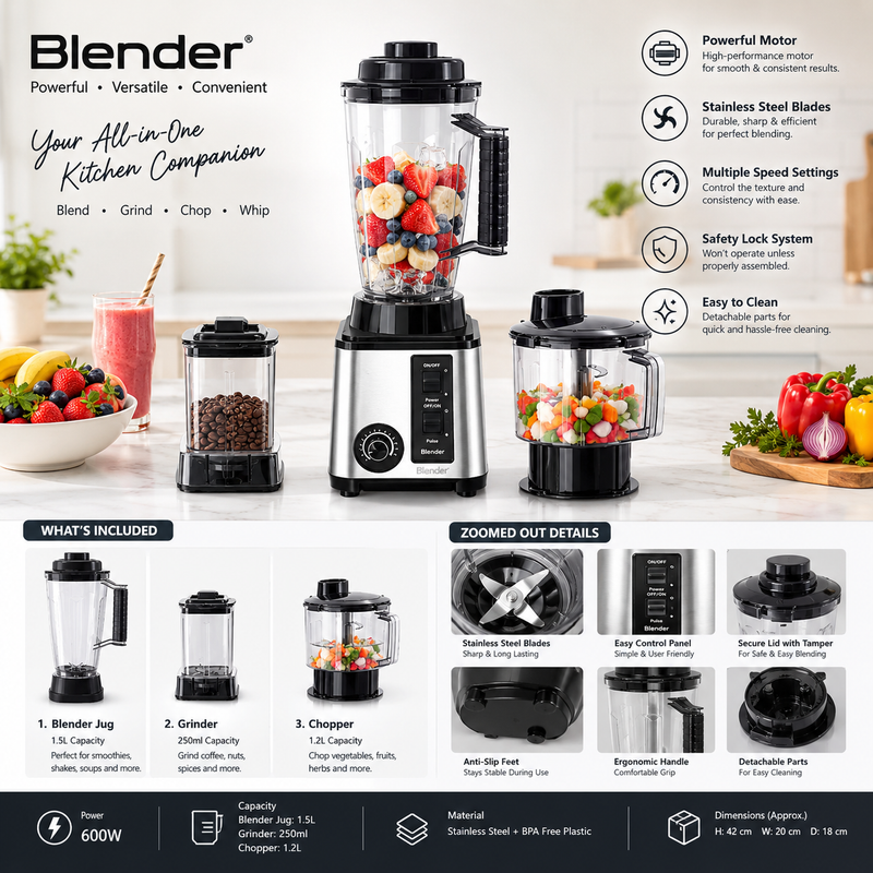 Multifunctional Kitchen Blender – 4L