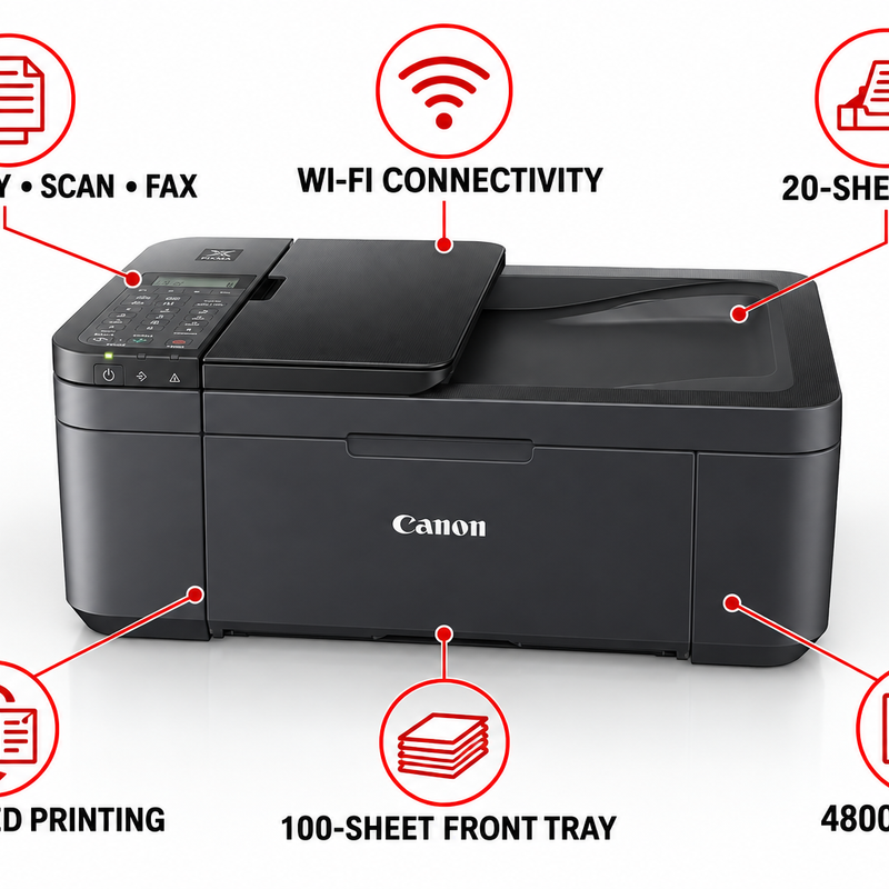 Canon PIXMA TR4645 4-in-1 Wireless Colour Inkjet Printer with Fax and ADF