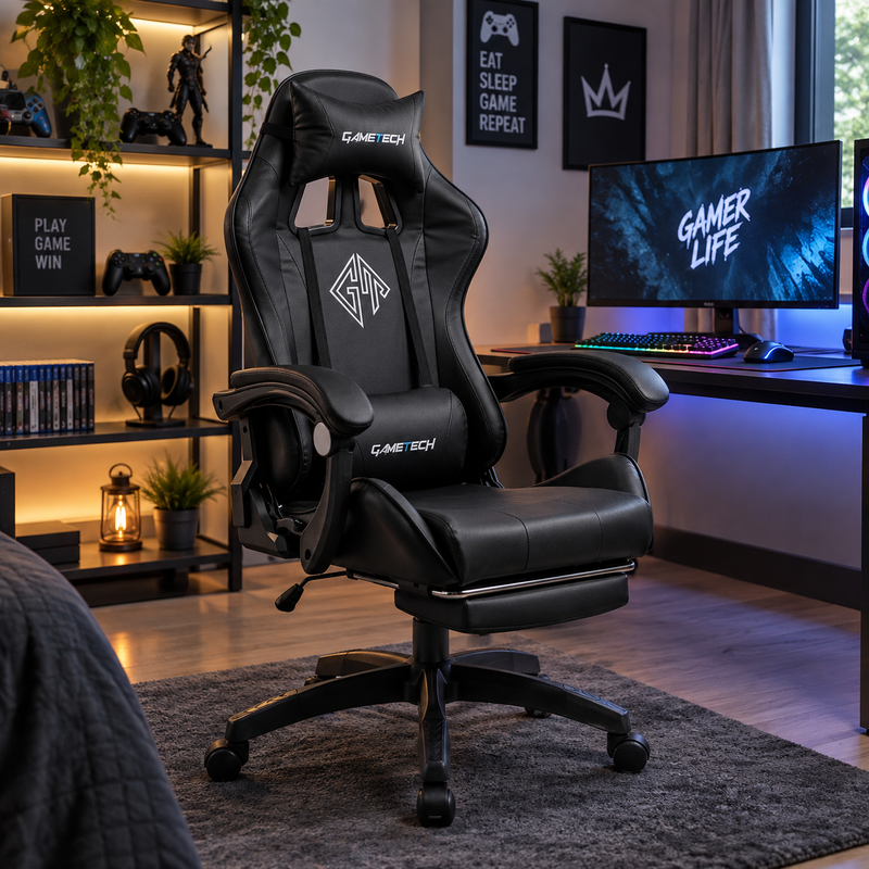 GameTech YT-055 Gaming Chair – Black