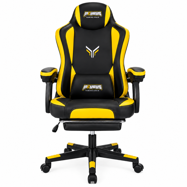 Deli Ergonomic Gaming Chair with Footrest – Yellow