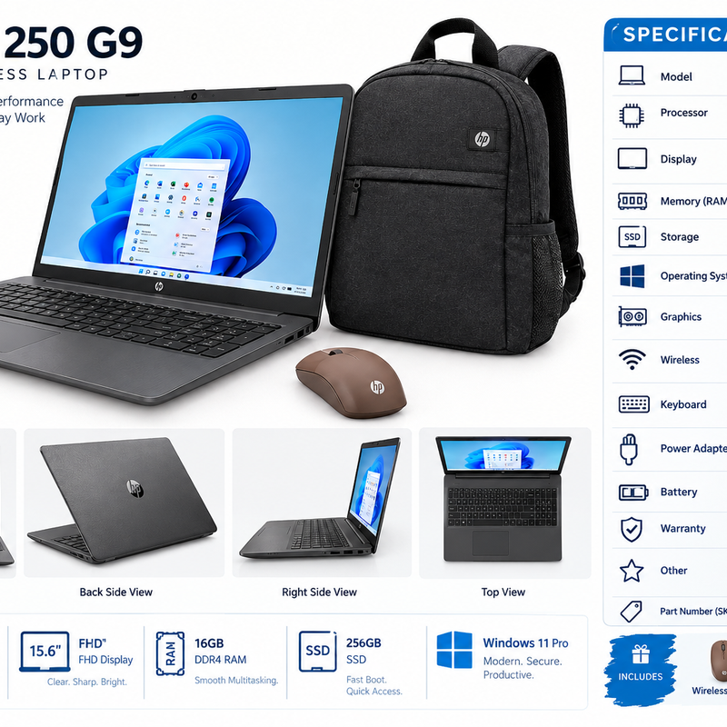 HP 250R G9 Core 3 16GB 256GB SSD Laptop