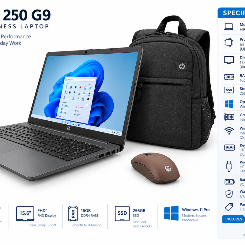 HP 250R G9 Core 3 16GB 256GB SSD Laptop