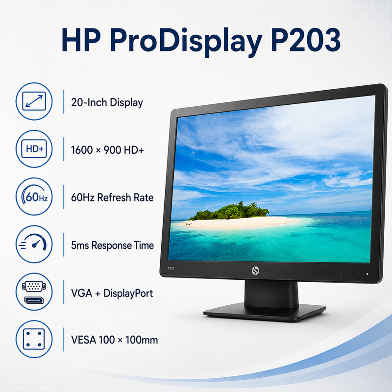 Refurbished HP ProDisplay P203 20-Inch HD+ Monitor