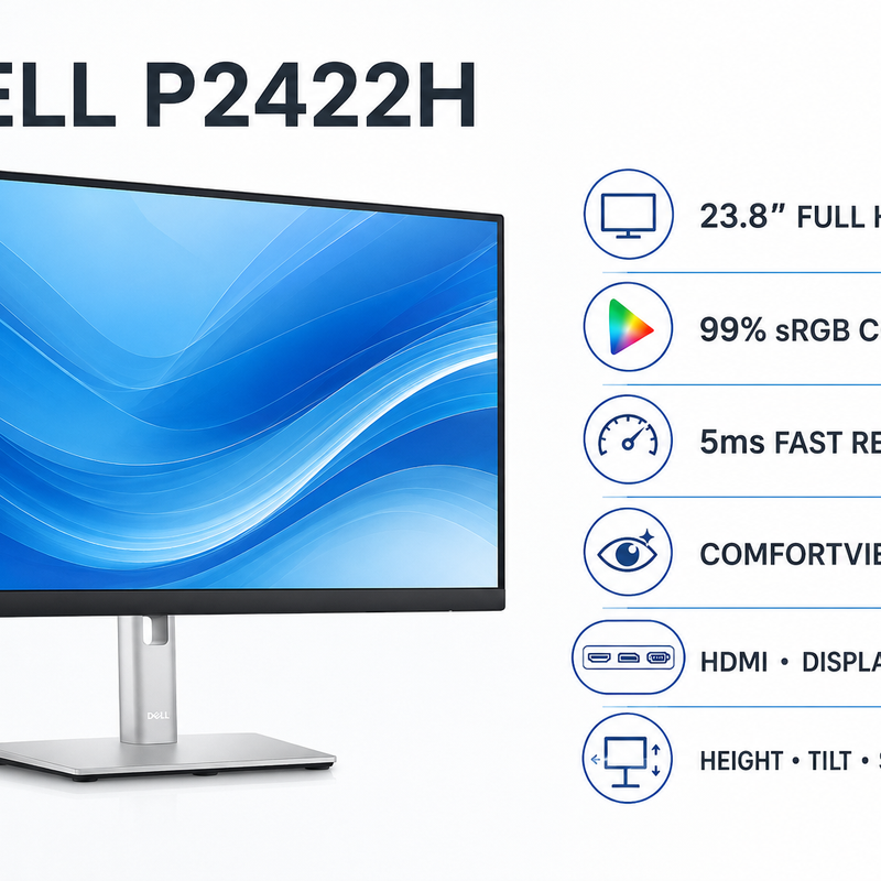 Refurbished Dell P2422H 24″ Full HD IPS Monitor