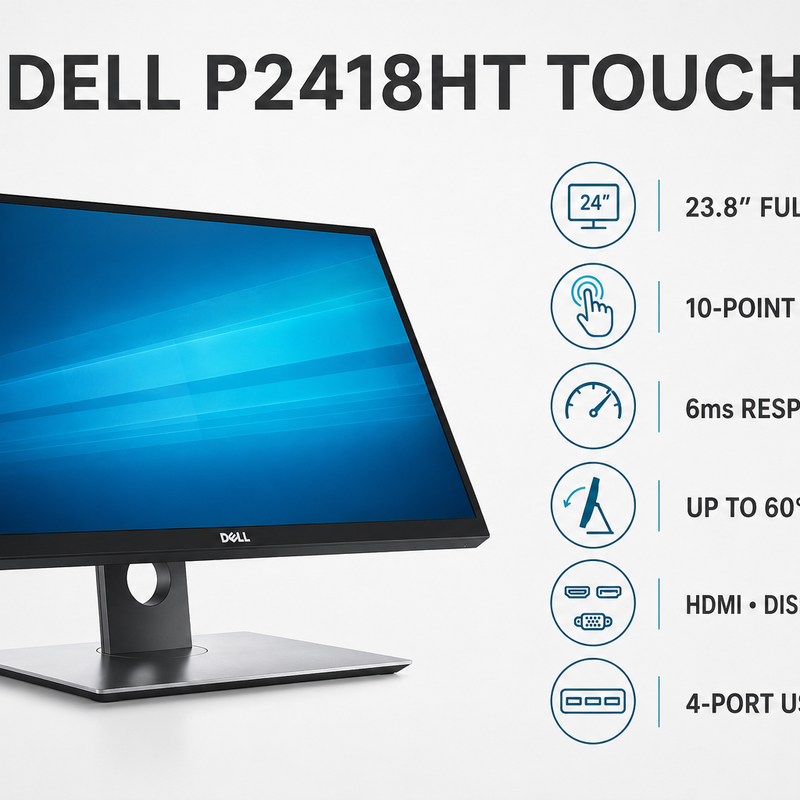 Refurbished Dell P2418HT 24″ Full HD IPS 10-Point Touchscreen Monitor