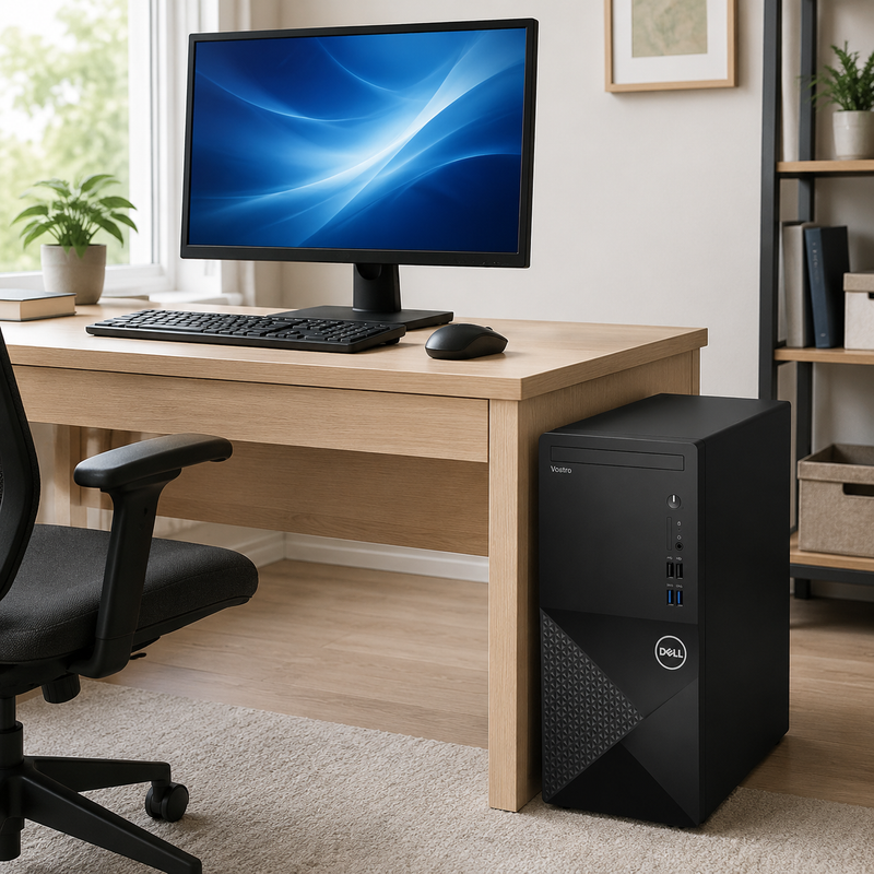 Refurbished Dell Vostro 3910 Tower – Core i3 12th Gen – 8GB RAM – 512GB NVMe SSD – 19″ Monitor Bundle