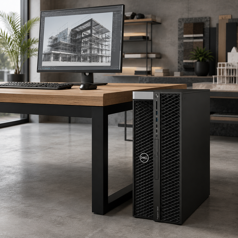 Refurbished Dell Precision 5820 Tower – Core i9 10th Gen – 32GB RAM – 512GB SSD – Radeon Pro WX 3200 4GB GDDR5 – 19″ Monitor Bundle