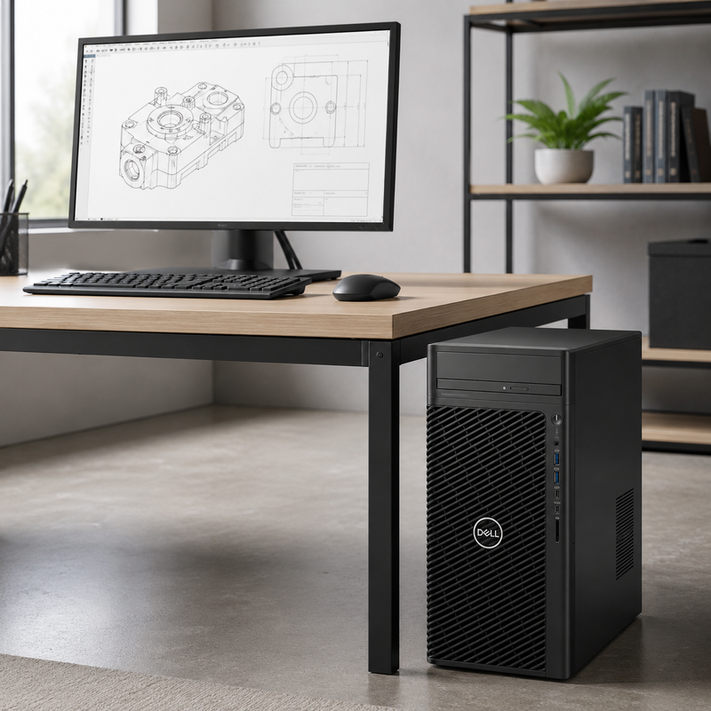 Refurbished Dell Precision 3660 Tower – Core i3 13th Gen – 16GB RAM – 512GB NVMe SSD – Radeon Pro WX 2100 2GB GDDR5 – 19″ Monitor Bundle