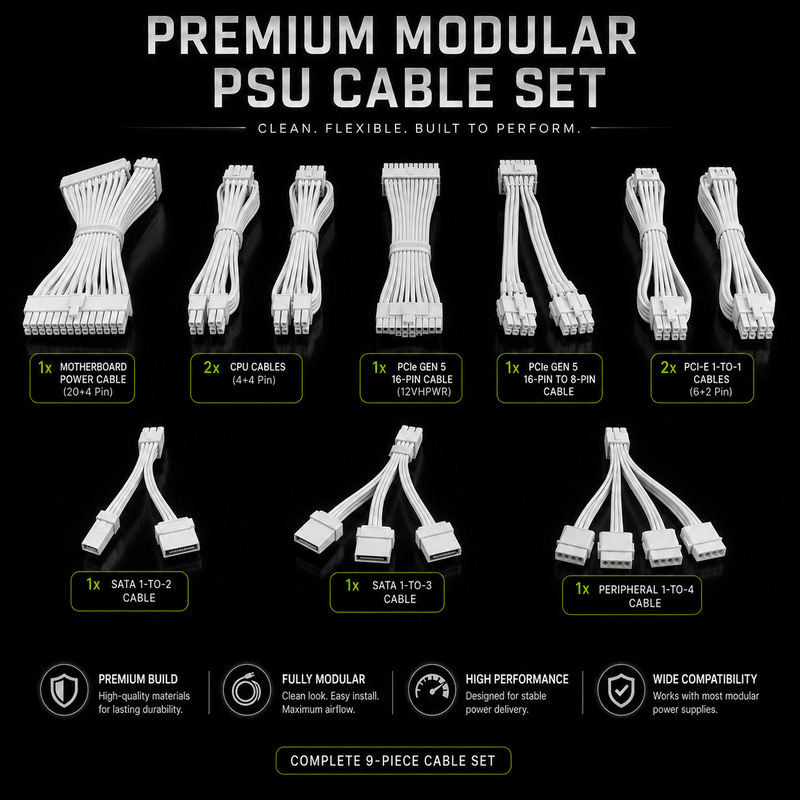 Enthusiast Line GPU Upgrade Kits (Nvidia) ASUS RTX 5070 PRIME OC,ASUS TUF GAMING 100W 80 Plus Gold, Fully Modular  (white edition)Antec GPU support stand
