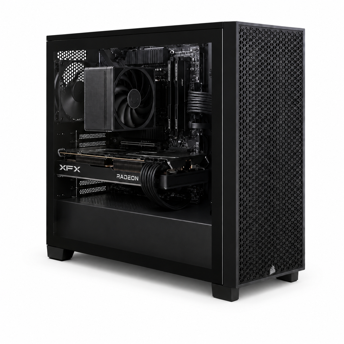 1440p All Black Gaming PC [No RGB] AMD Ryzen 7 9700X Gaming Desktop PC | XFX Radeon RX 9060 OC | 16GB DDR5 | 1TB SSD | Windows 11 Home