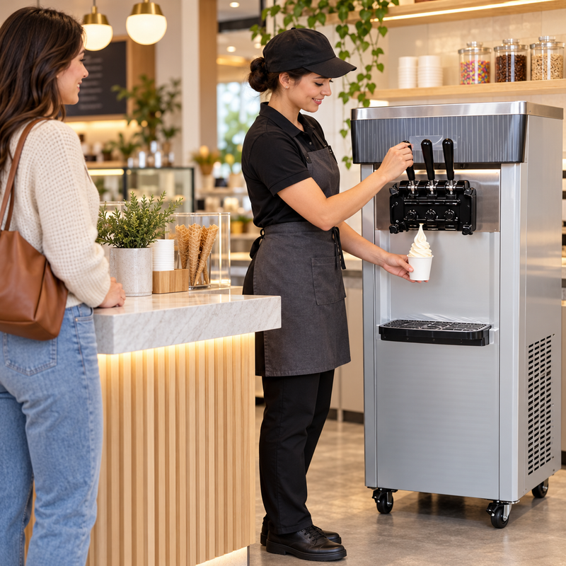 IM-036 Commercial 3-Handle Soft-Serve Ice Cream Machine