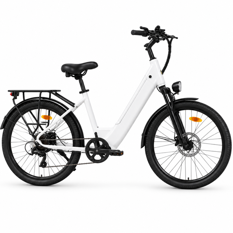 P6 Step-Through Electric City Bicycle – 26-Inch – 7-Speed