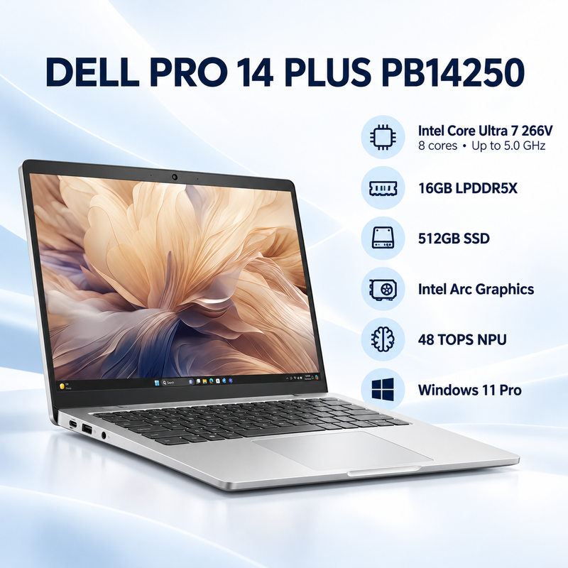 Dell Pro 14 Plus PB14250 14-inch Ultra 7 266V 16GB RAM 512GB SSD Laptop – Windows 11 Pro